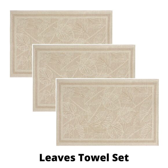 Linen Kitchen Towels Set with Loop Leaves Hand Towels for Kitchen (24x15" each) - Picture 1 of 9